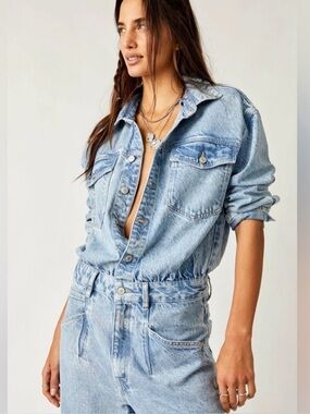 FREE PEOPLE Where have you been all my life? WE THE FREE denim jumpsuit, size L